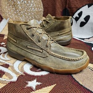 Twisted X Chukka Boots Mens 10.5 W Brown Leather Moc Toe Driving Lace Up MDM0007